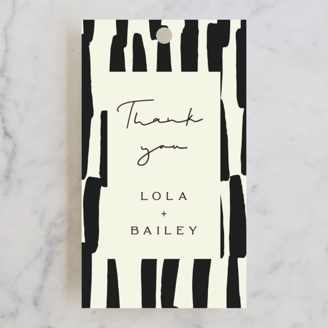 "Stripes" - Wedding Favor Tags in Ink by Morgan Kendall - Front