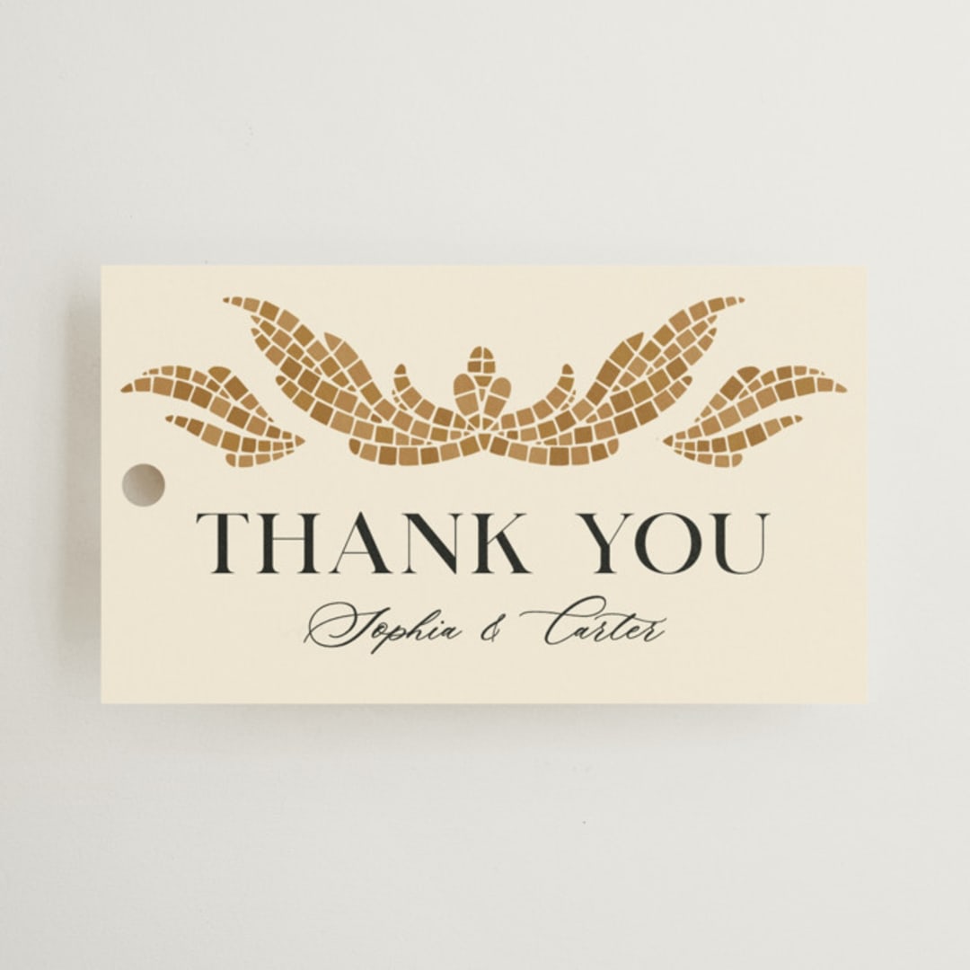 "Floral mosaic" - Wedding Favor Tags in Sand by GeekInk Design - Front