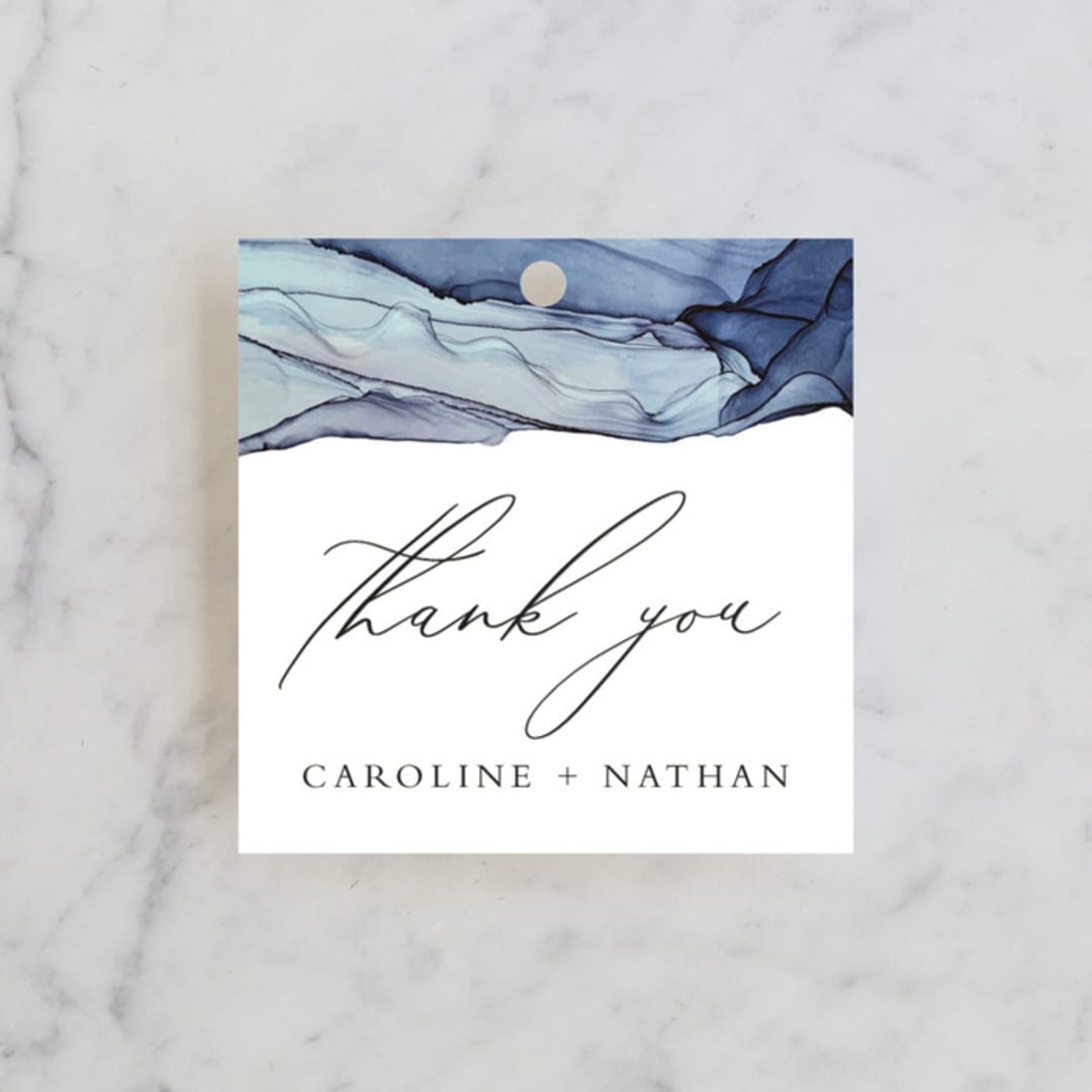 "Slate" - Wedding Favor Tags in Blue Jasper by Erin Deegan - Front
