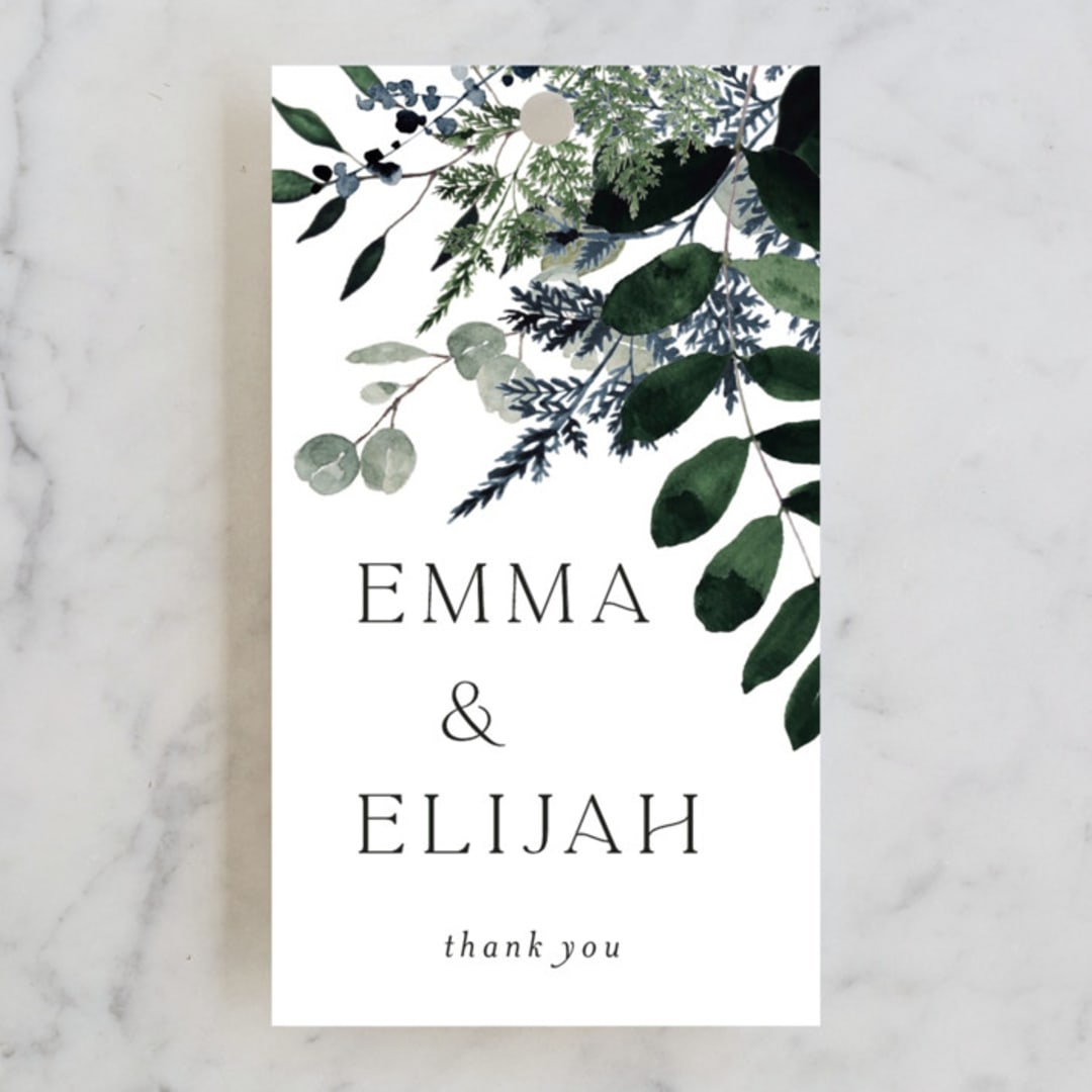 "On and On" - Wedding Favor Tags in Botanical Bouquet by Design Lotus - Front