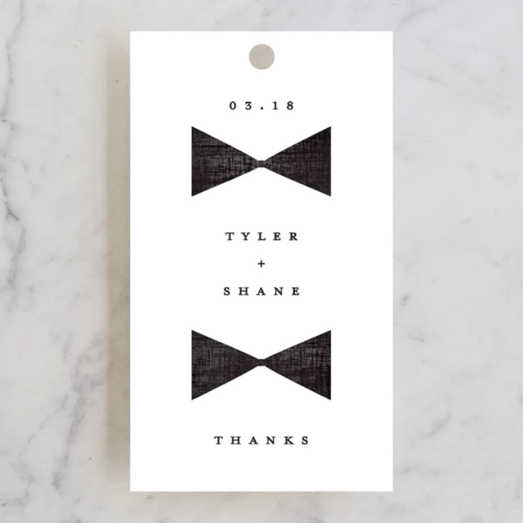 "Beau tied" - Wedding Favor Tags in Tuxedo by Gwen Bedat - Front