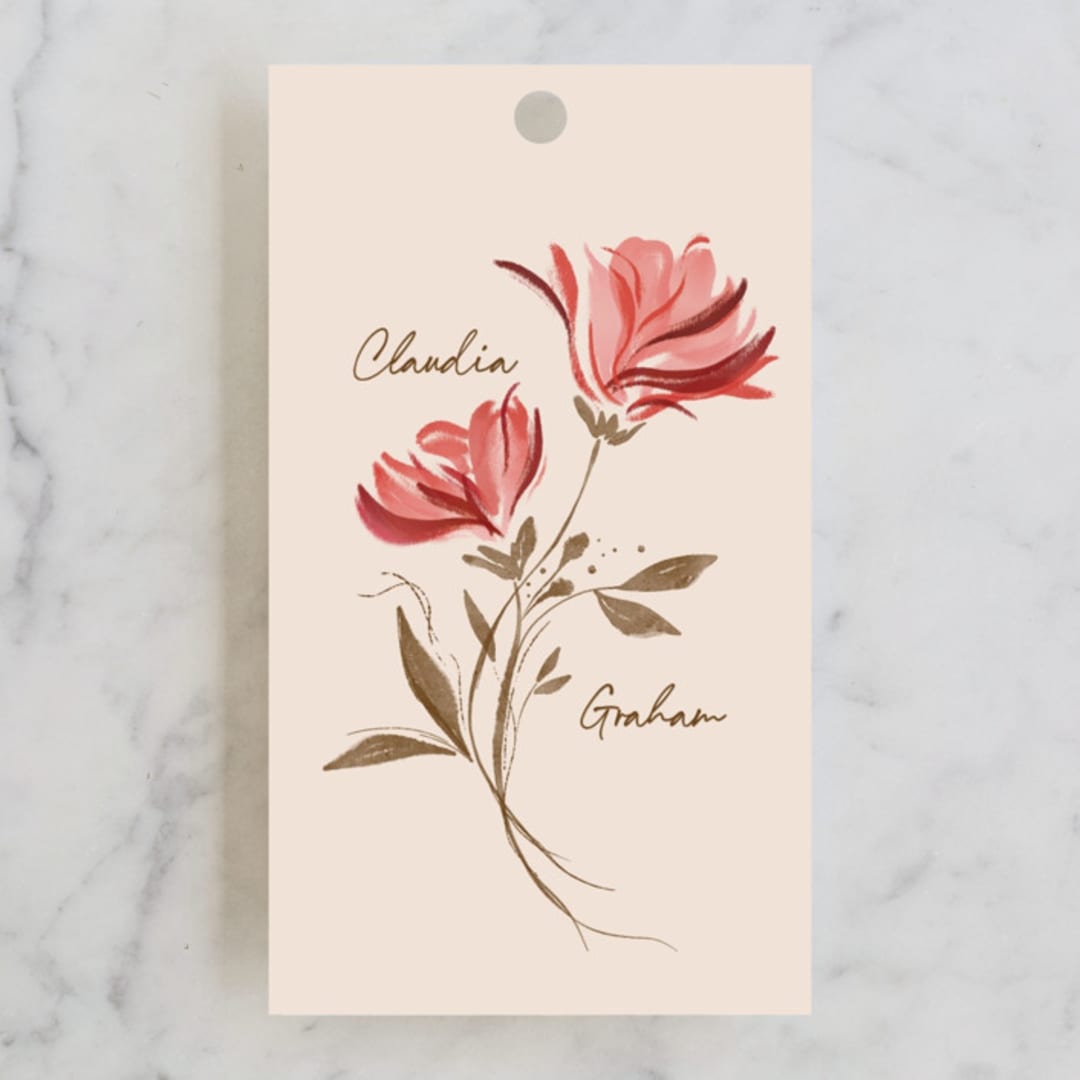 "Painterly Florals" - Wedding Favor Tags in Scarlet by Vivian Yiwing - Front