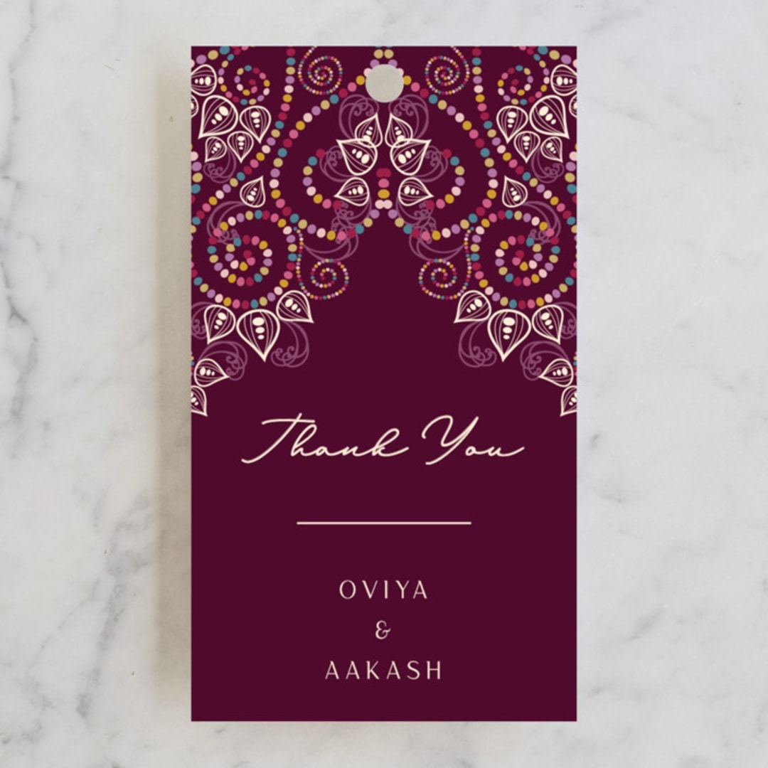 "Henna" - Wedding Favor Tags in Mixed Berry by fatfatin - Front