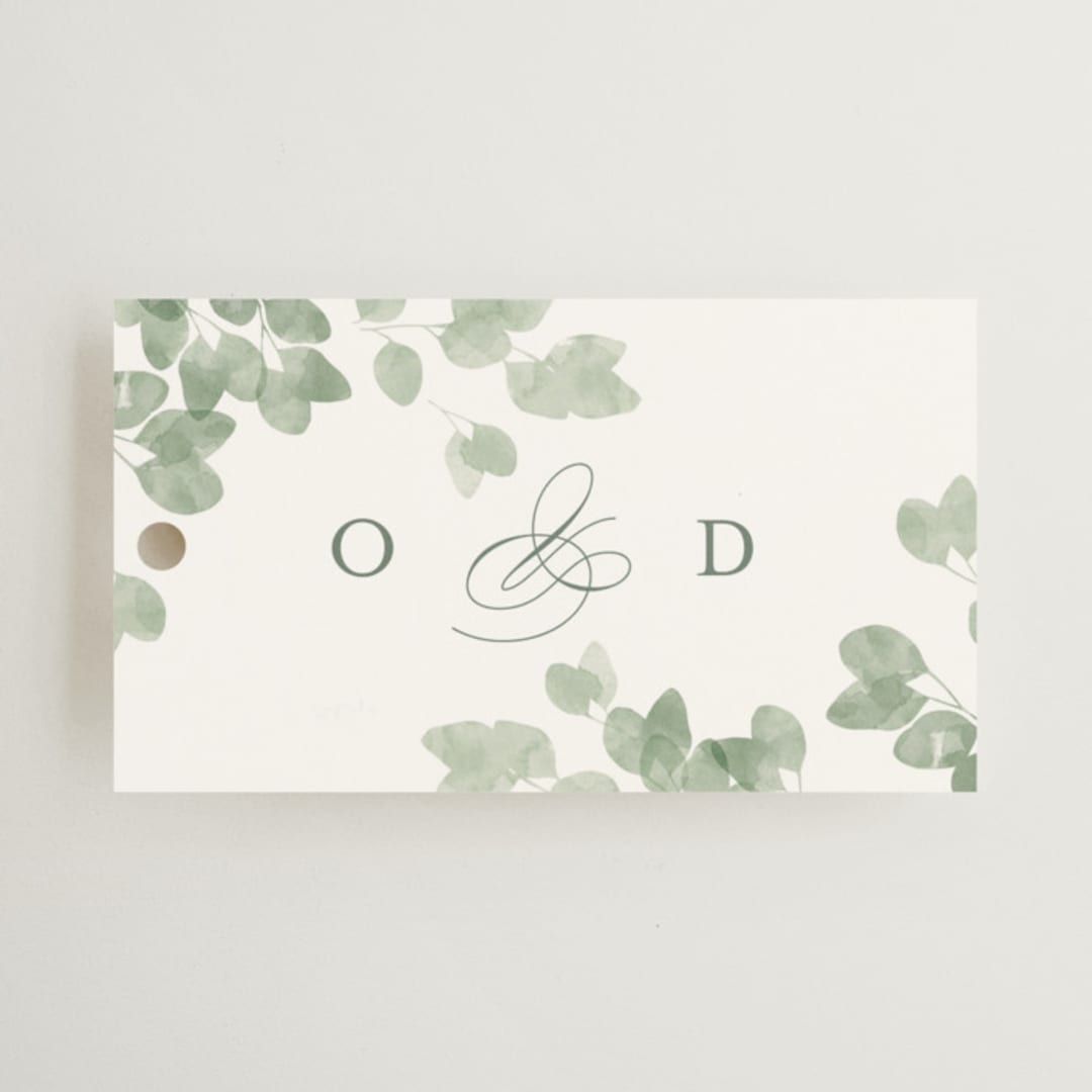 "Vining" - Wedding Favor Tags in Eucalyptus by Kristie Kern - Front