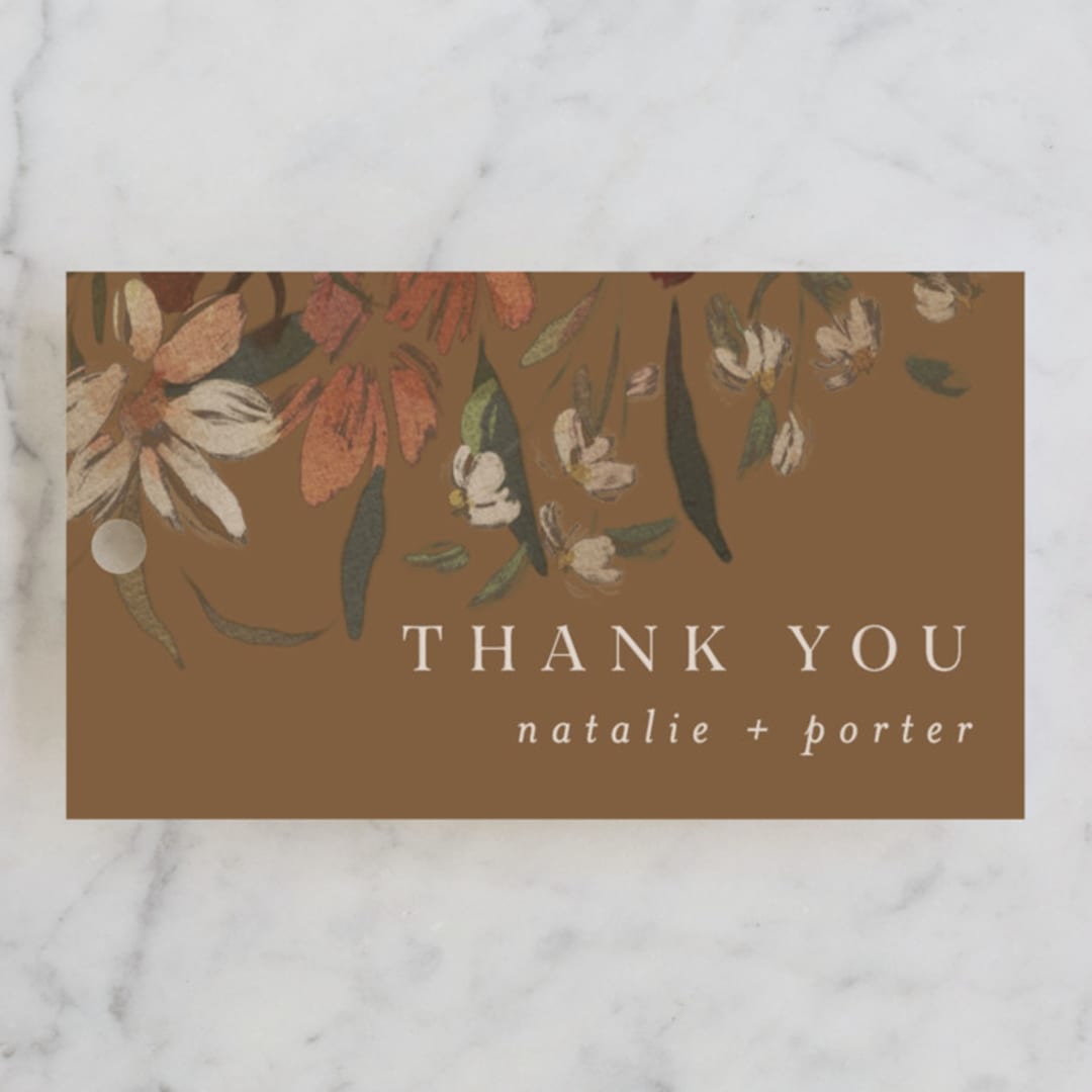 "Fall Garden Bouquet" - Wedding Favor Tags in Rust by Grace Kreinbrink - Front