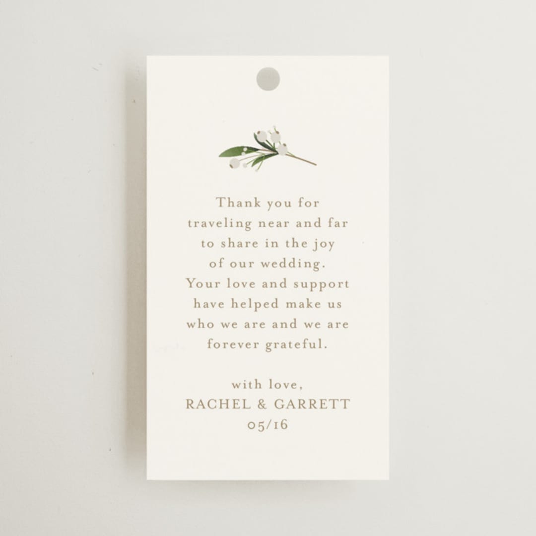 "Soft Sprigs" - Wedding Favor Tags in Champagne by Jennifer Postorino - Front