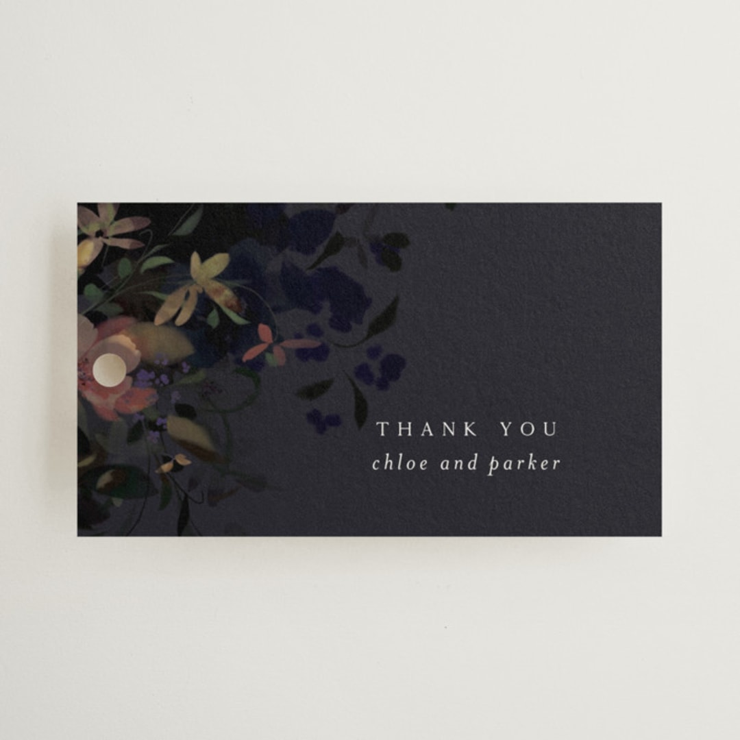 "Vintage Rose Garden" - Wedding Favor Tags in Midnight by Grace Kreinbrink - Front