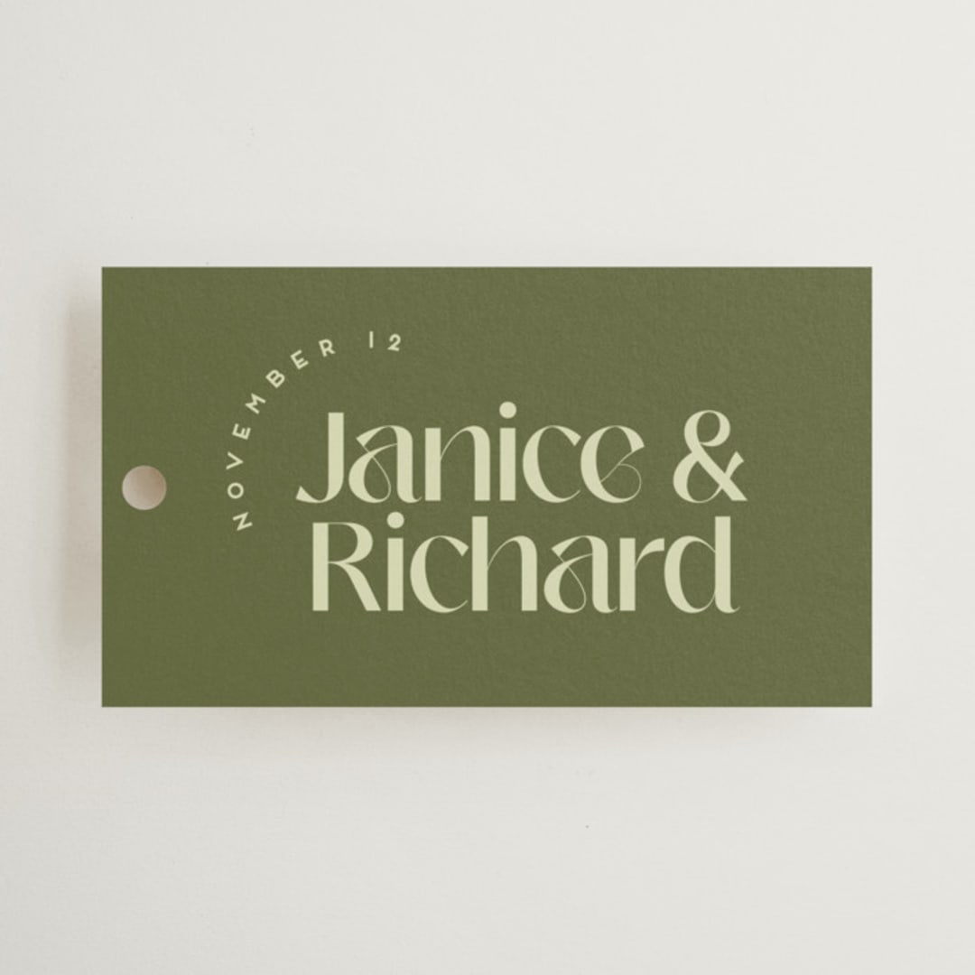 "News!" - Wedding Favor Tags in Kiwi by Claudia Orengo - Front
