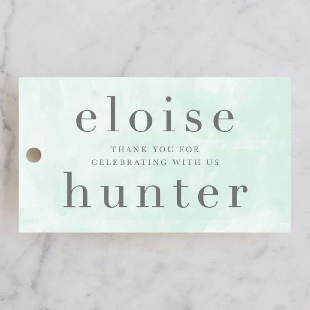 "Caliza" - Wedding Favor Tags in Seafoam by Lauren Chism - Front