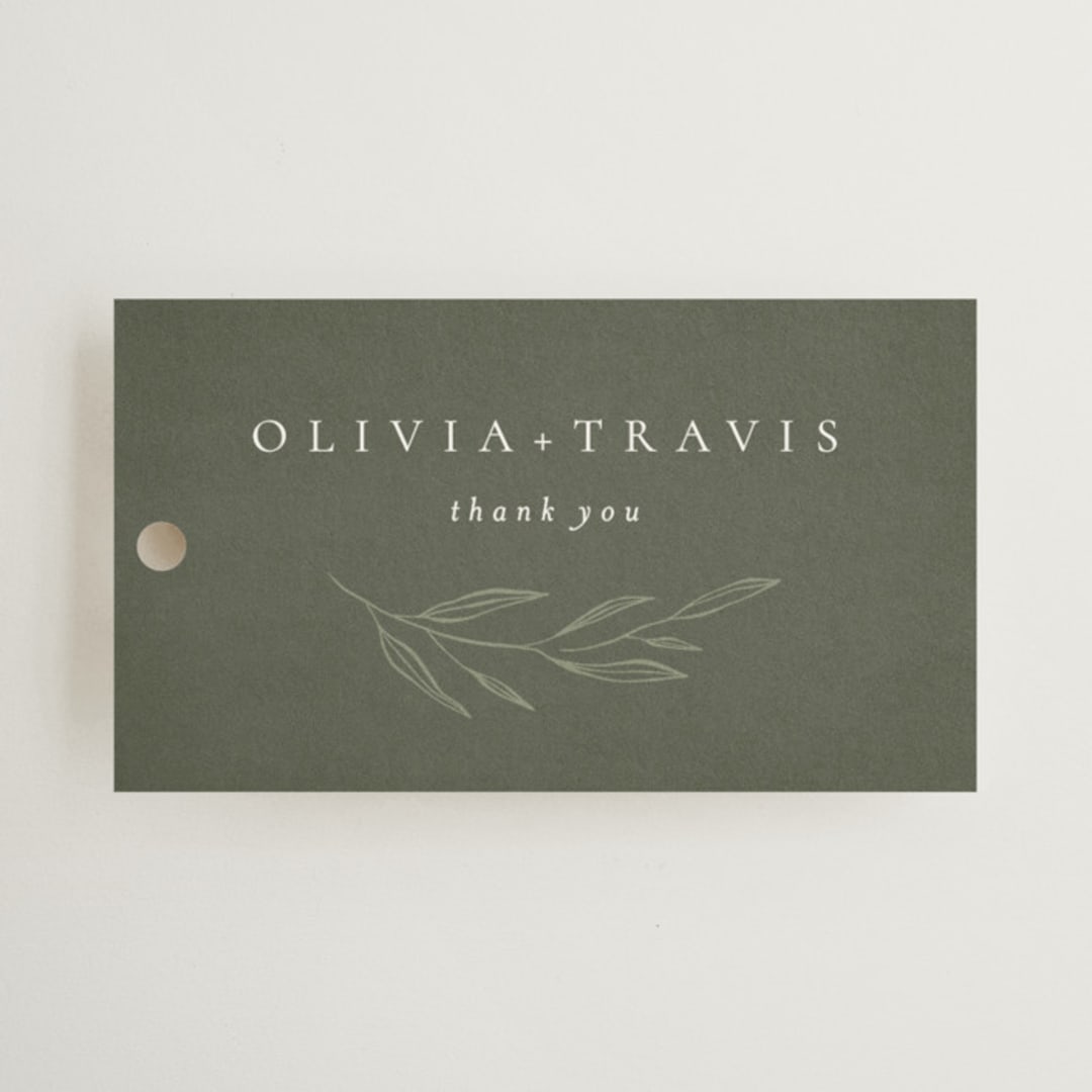"Leaves" - Wedding Favor Tags in Moss by Kelly Schmidt - Front