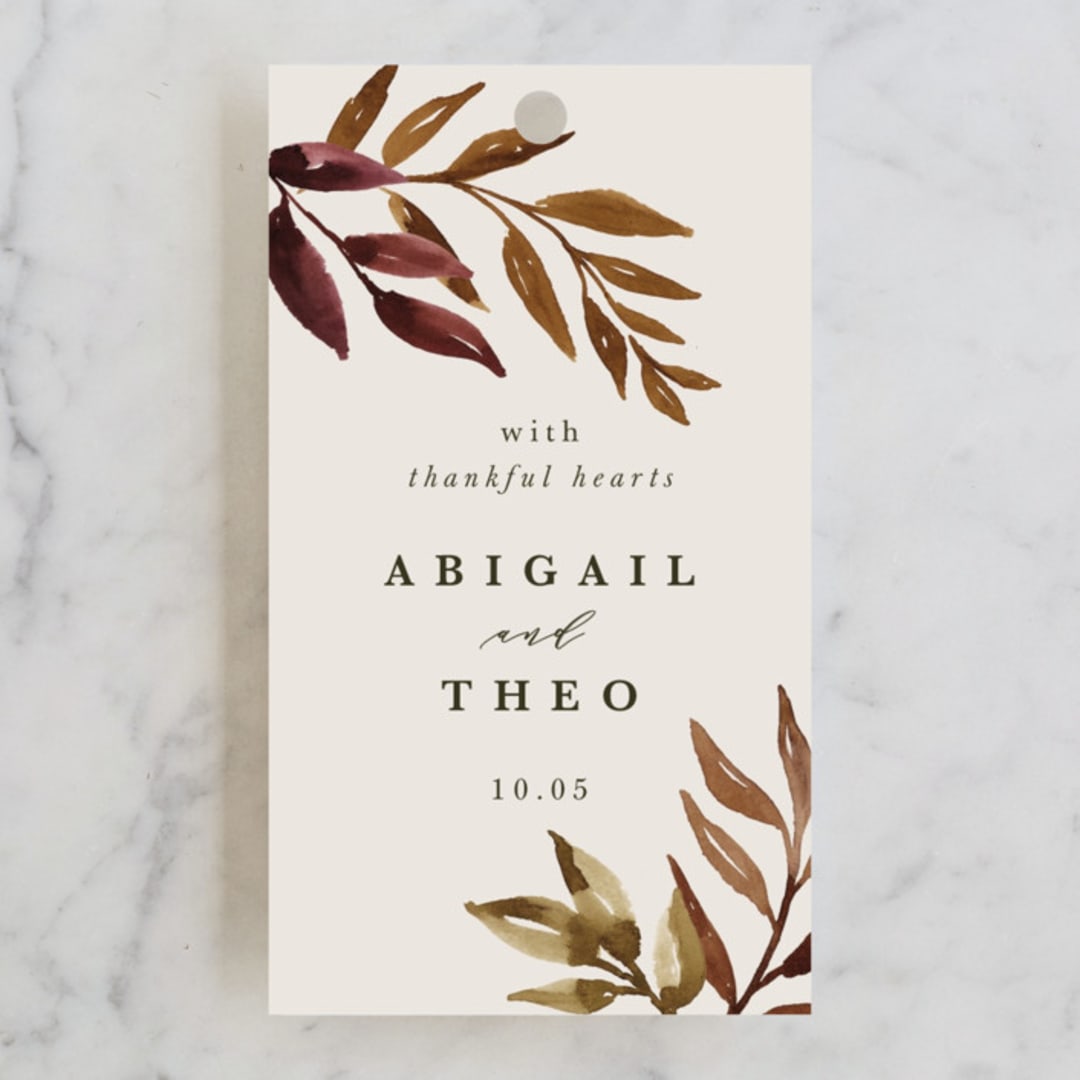 "botanical portrait" - Wedding Favor Tags in Leather by Kate Ahn - Front