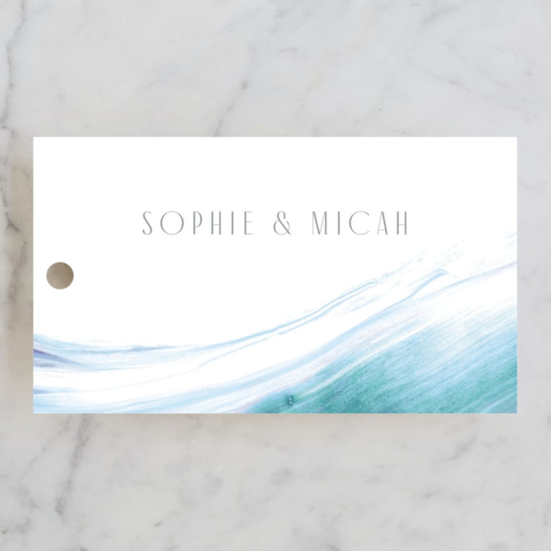"apogean tide" - Wedding Favor Tags in Lagoon by Jennifer Wick - Front