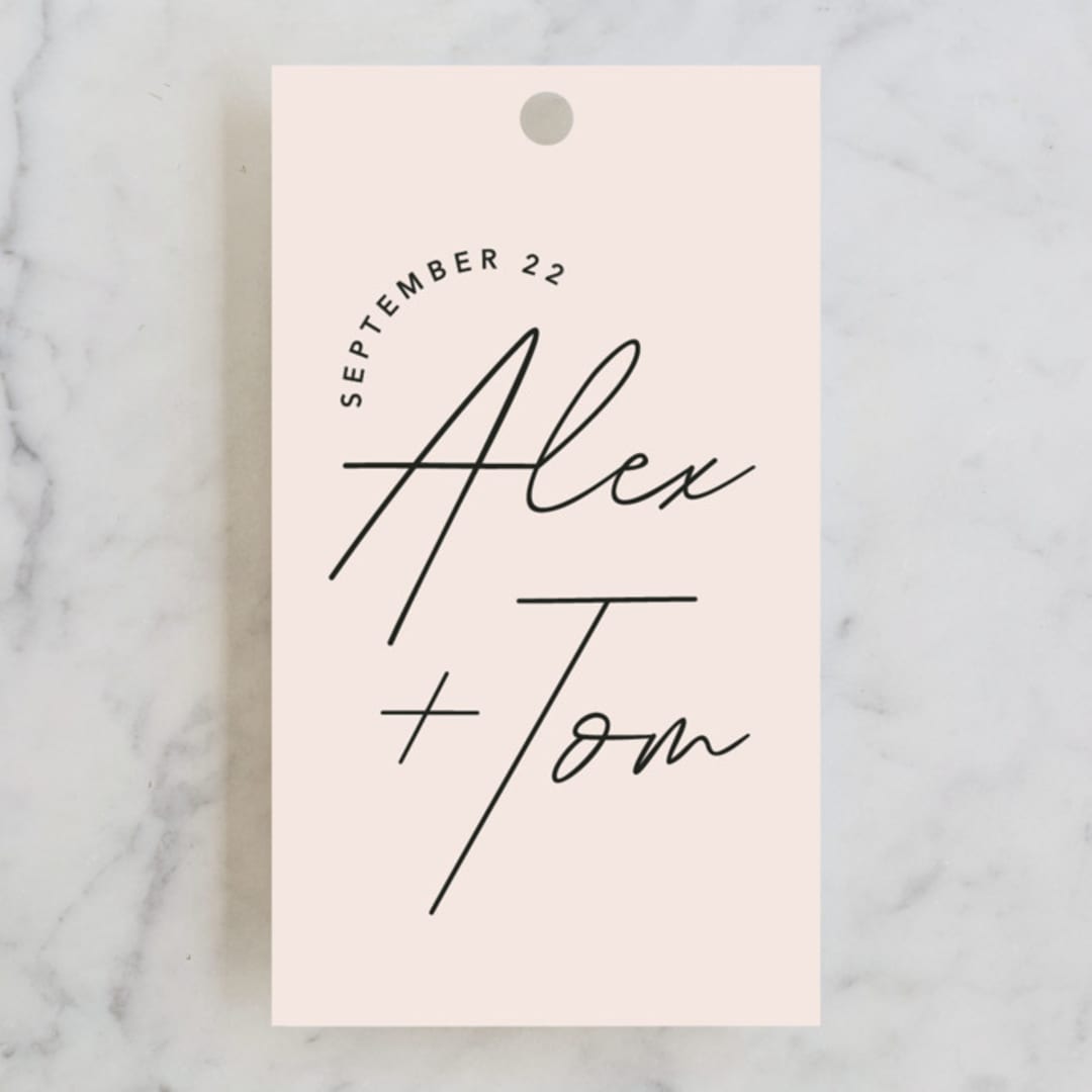 "Aesthetic" - Wedding Favor Tags in Blush by Liz Conley - Front