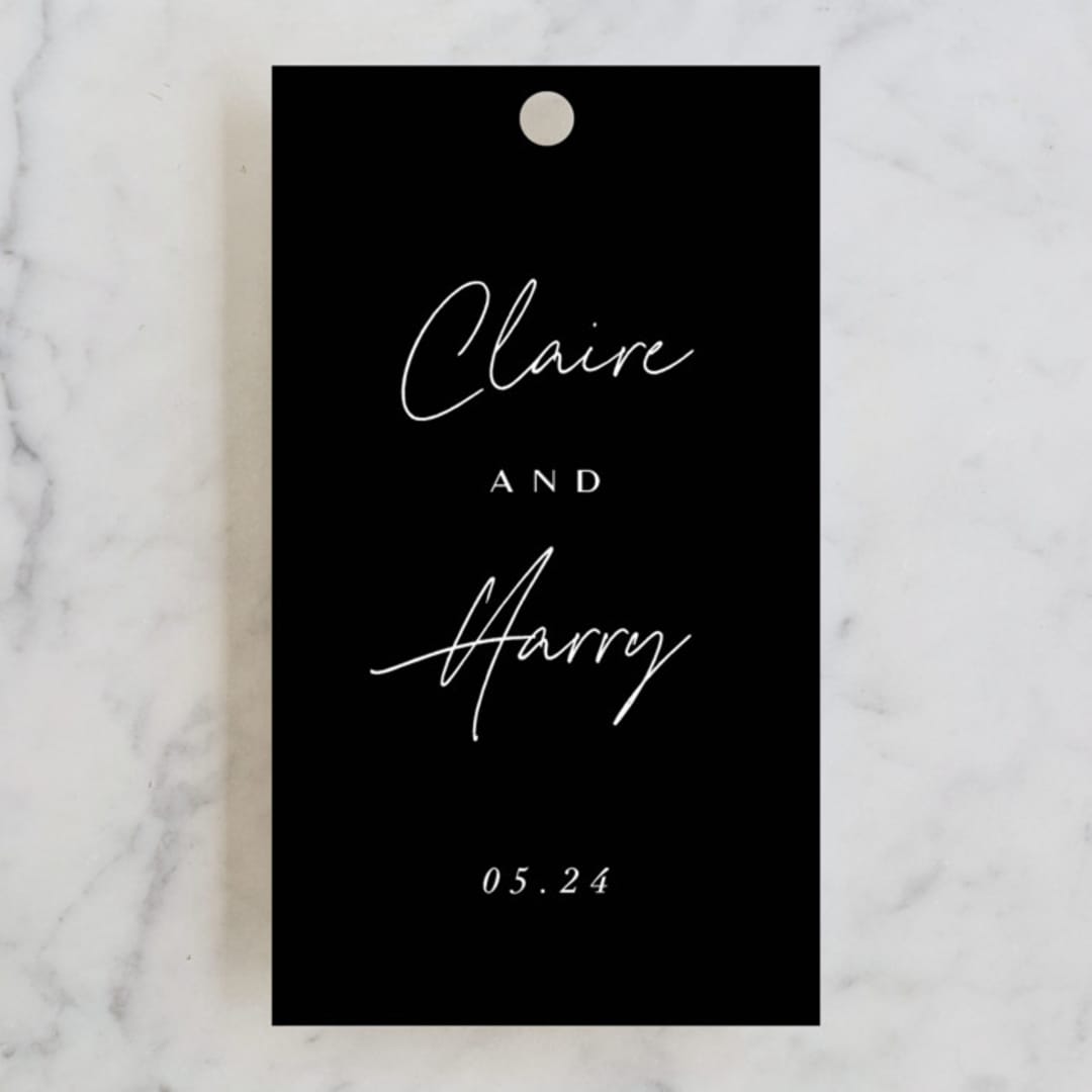 "Gotham" - Wedding Favor Tags in Ink by Ana Sharpe - Front