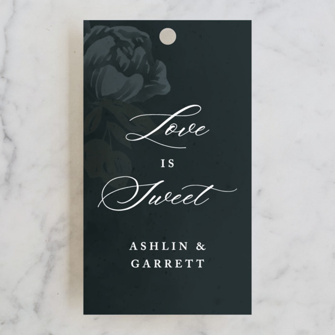 "Peaceful Garden" - Wedding Favor Tags in Deep Sea by Jill Means - Front