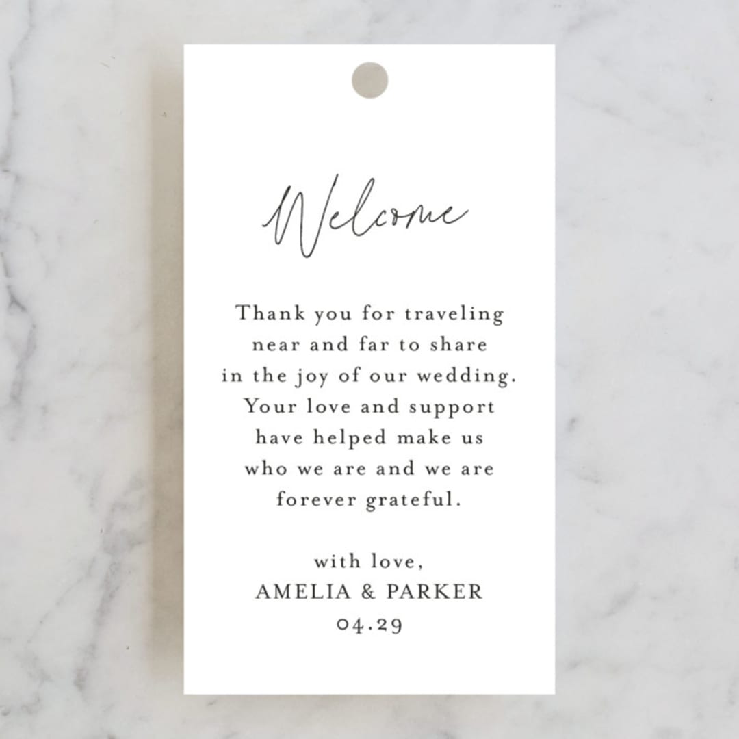 "Handwritten" - Wedding Favor Tags in Obsidian by Jennifer Postorino - Front