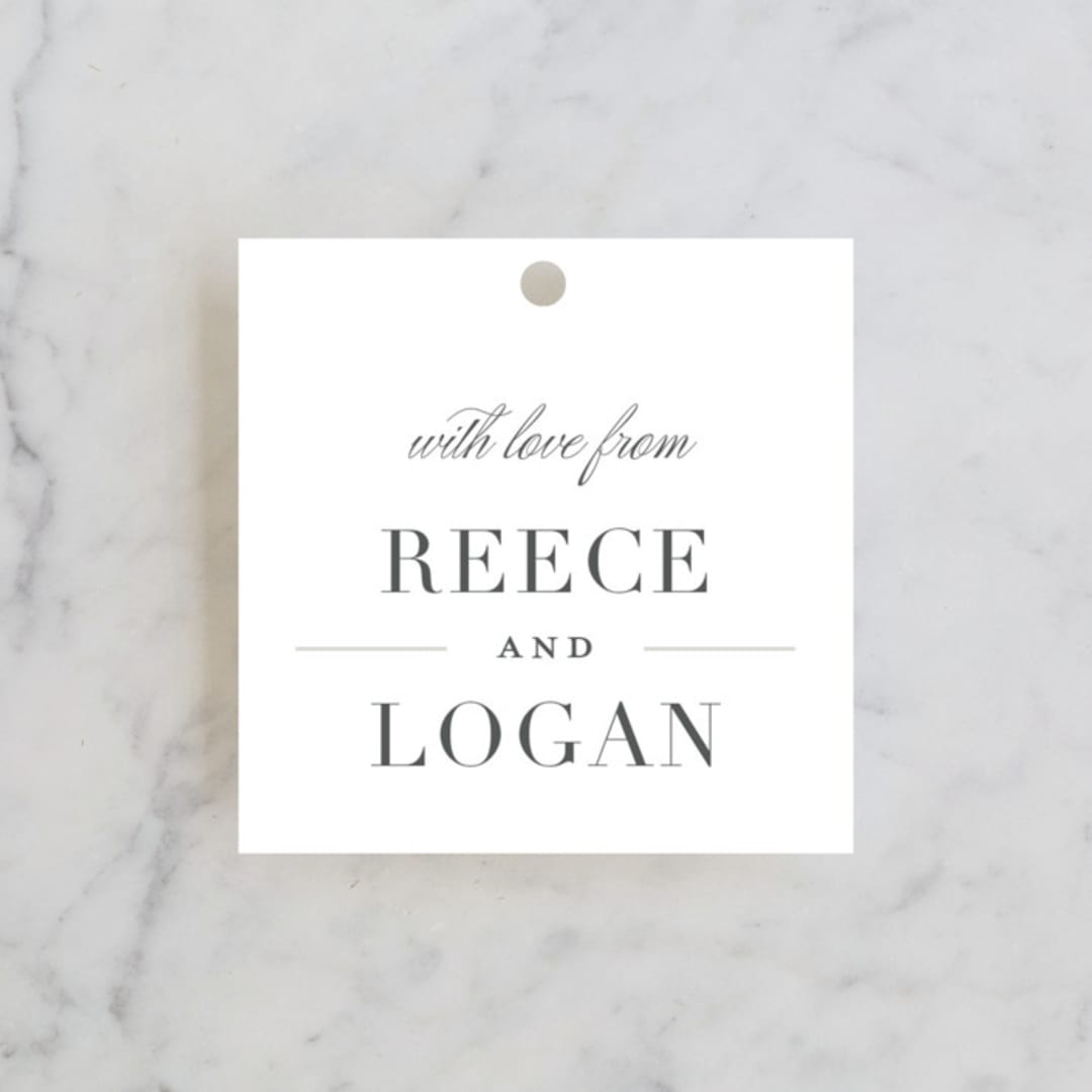 "Classical" - Wedding Favor Tags in Taupe by Jessica Williams - Front