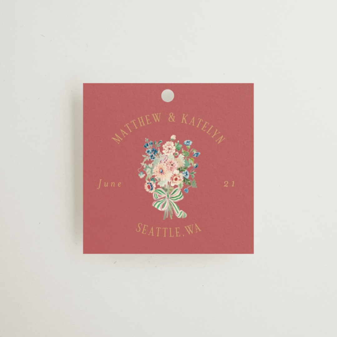 "Ruban en Fleur" - Wedding Favor Tags in Rose by Itsy Belle Studio - Front