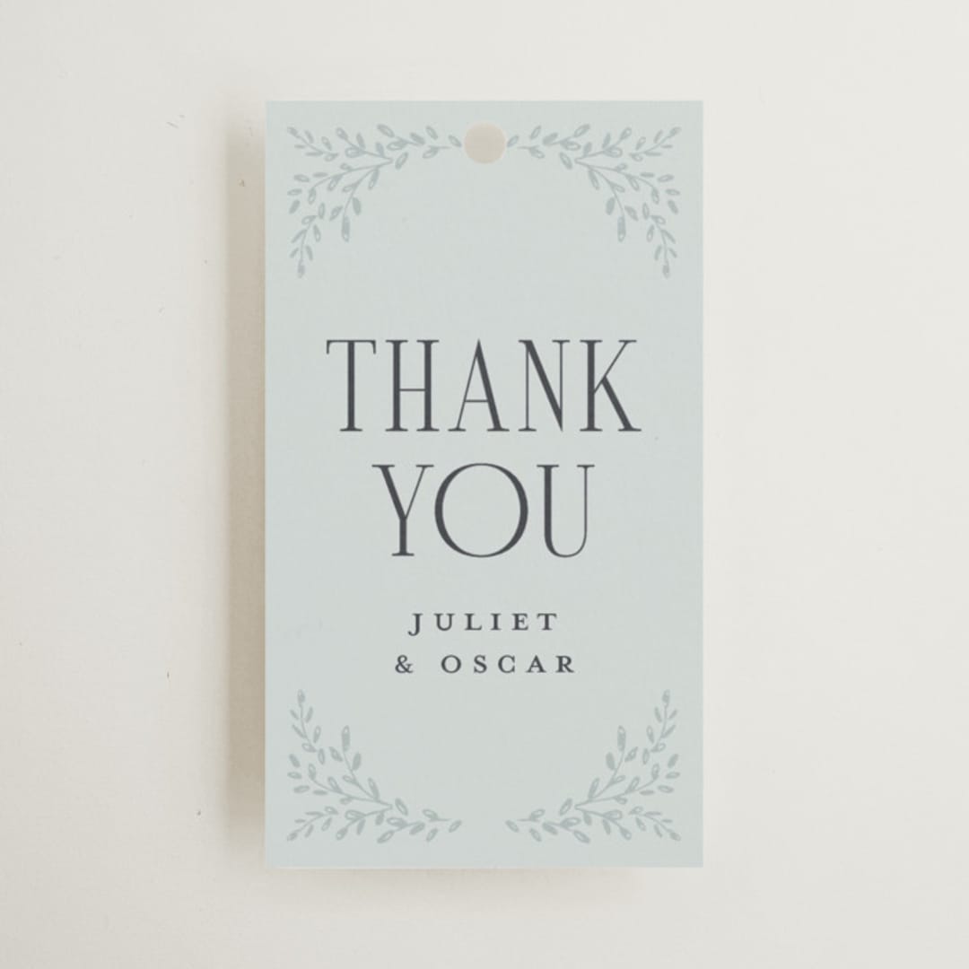 "Enchanted" - Wedding Favor Tags in Mist by Laura Hankins - Front