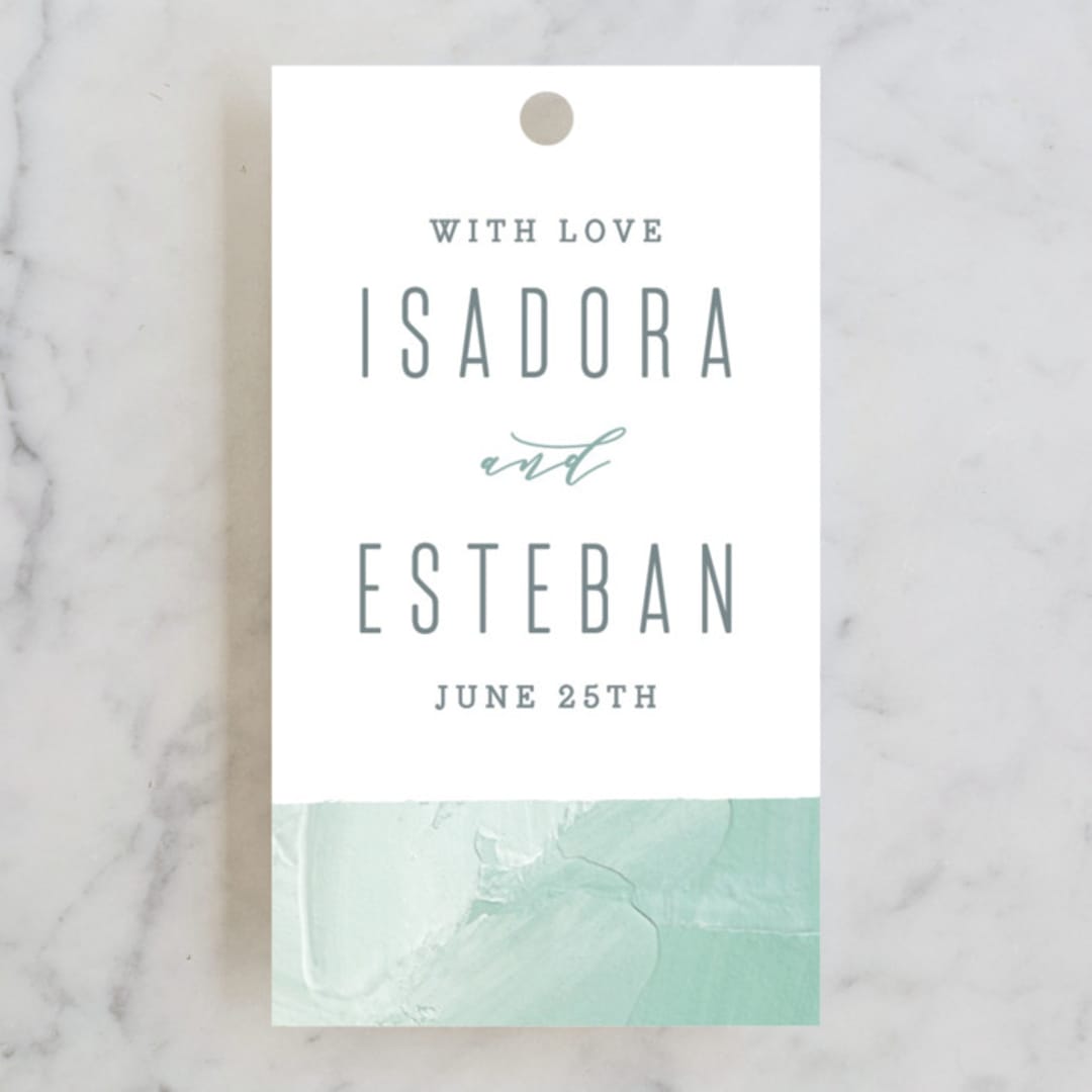 "Painted Sea" - Wedding Favor Tags in Seafoam by Hooray Creative - Front