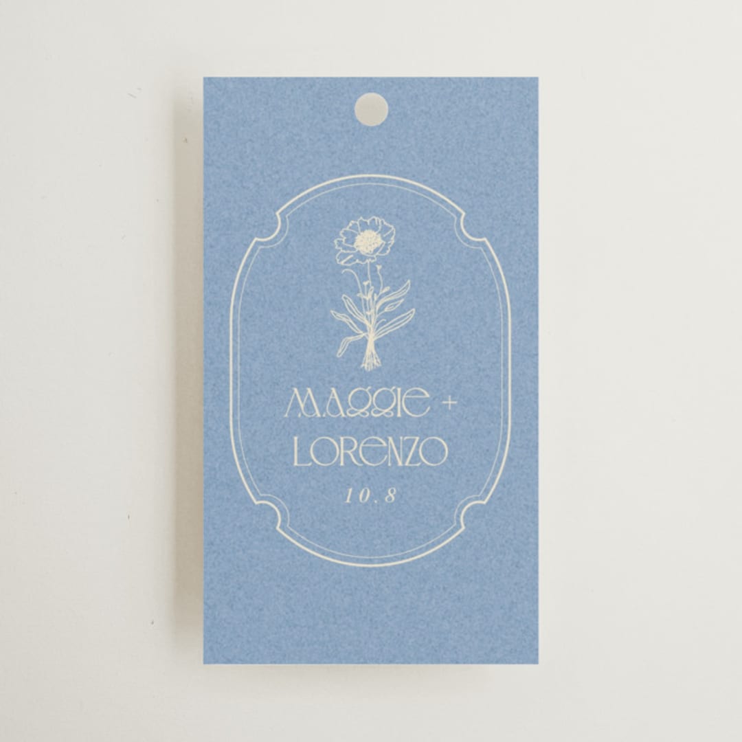 "Flora Arch" - Wedding Favor Tags in Cerulean by Baumbirdy - Front