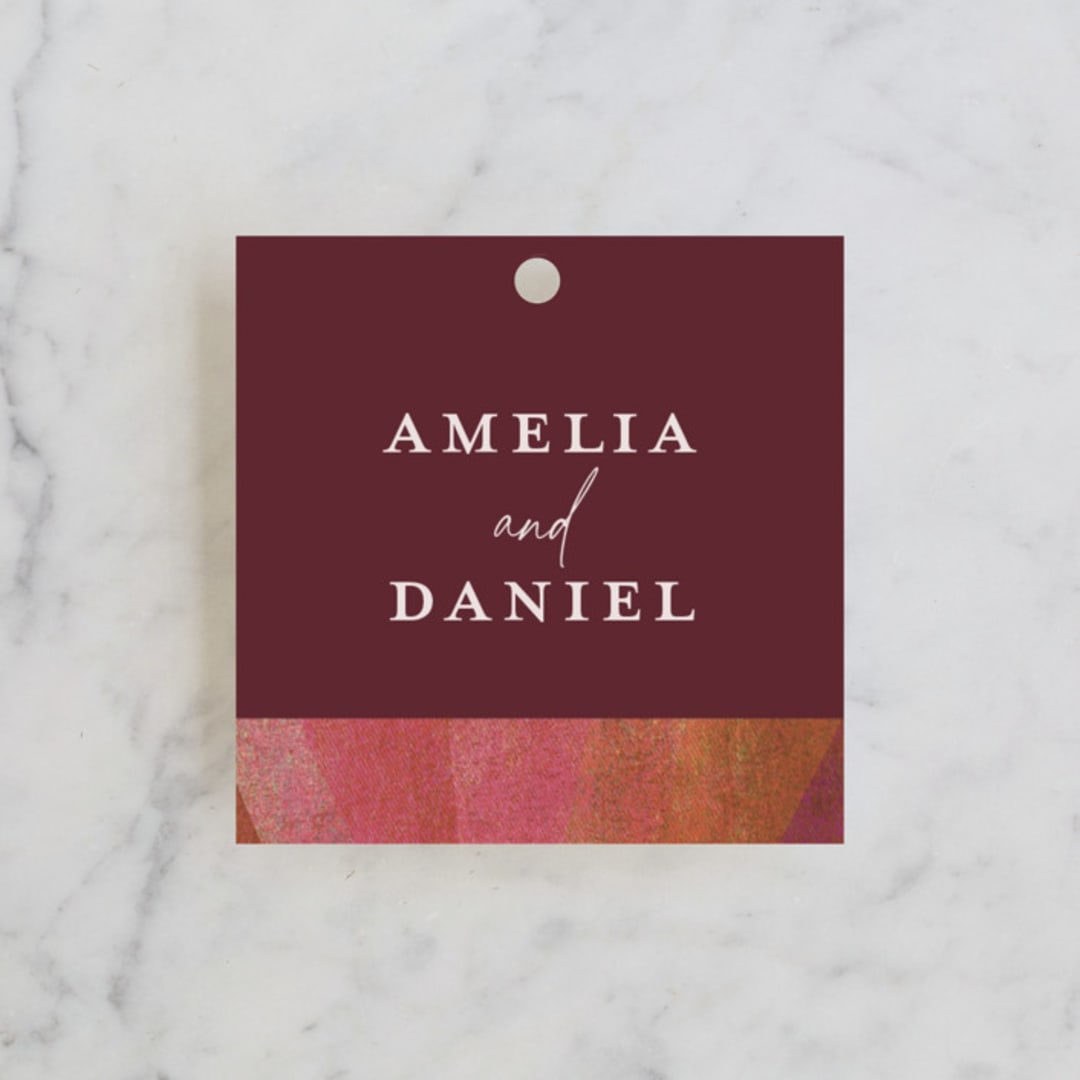 "Radiance" - Wedding Favor Tags in Kantha by Heather Cairl - Front