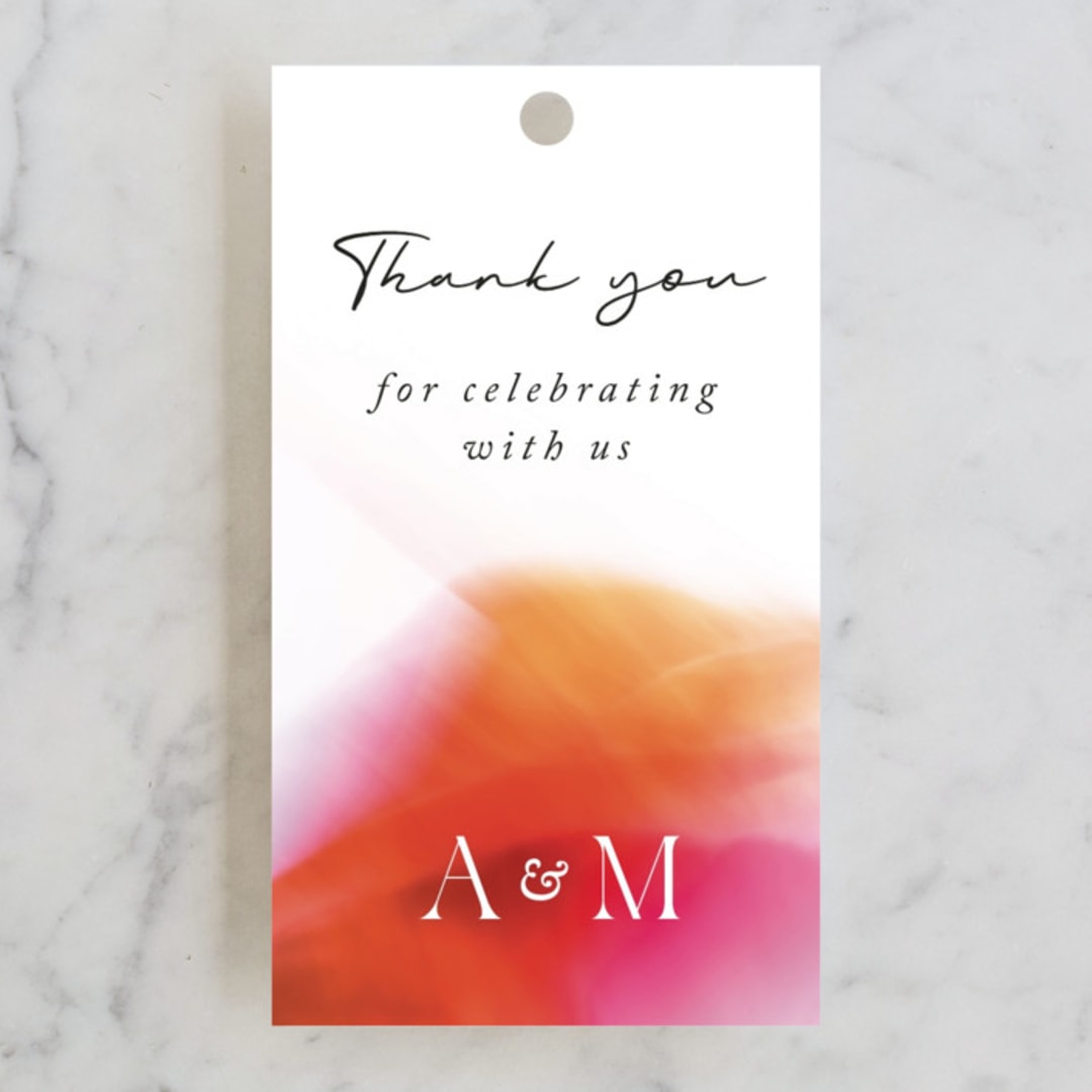 "Flamenco" - Wedding Favor Tags in Hibiscus by Catherine Culvenor - Front