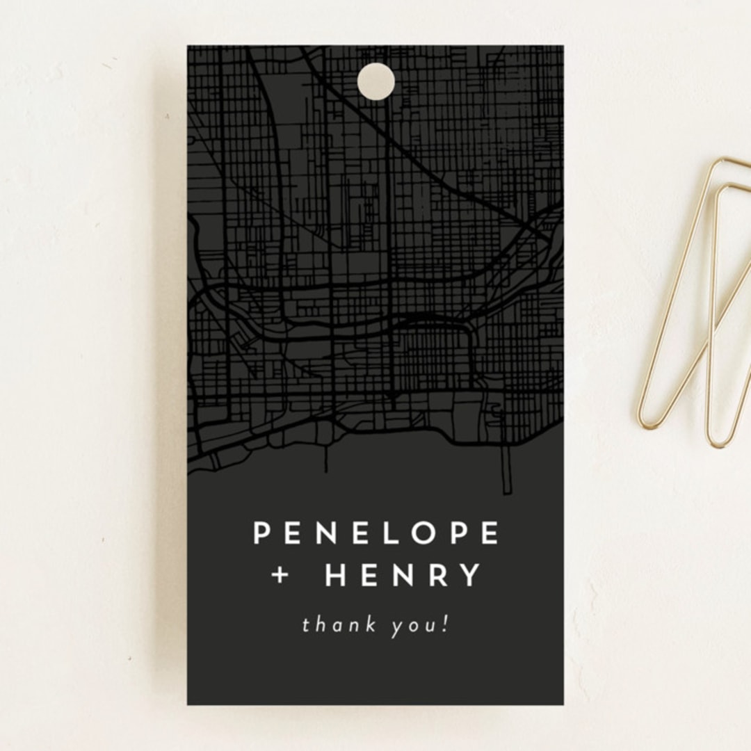 "Chicago" - Wedding Favor Tags in Onyx by Erin Deegan - Front