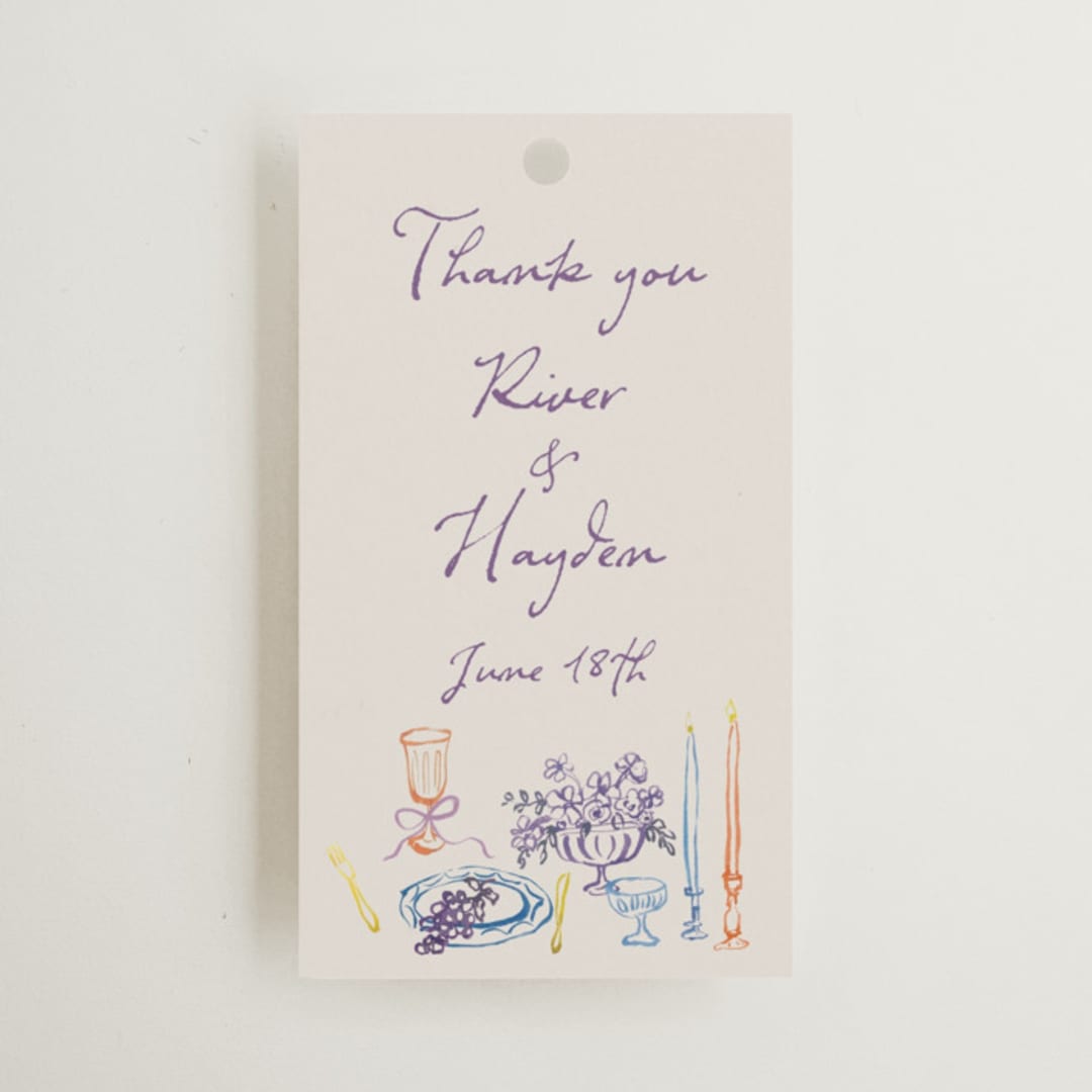 "tablescape drawing" - Wedding Favor Tags in Hydrangea by Cass Loh - Front