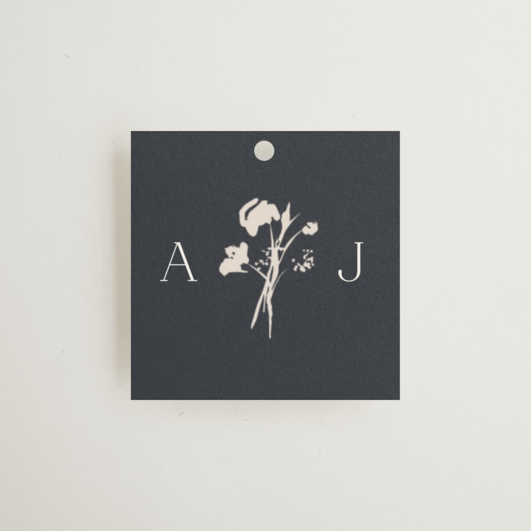 "Floral Monogram" - Wedding Favor Tags in Champagne by Lindsay Megahed - Front