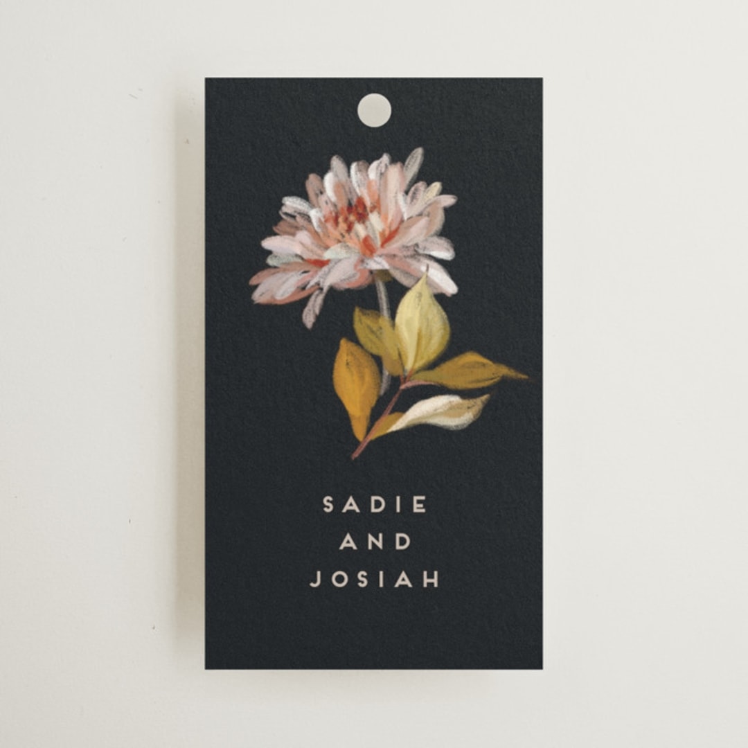 "Dahlia Season" - Wedding Favor Tags in Navy by Olivia Kanaley Inman - Front