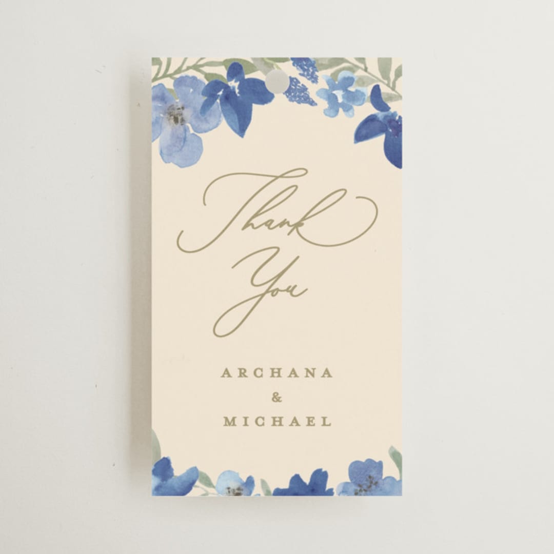 "Nilgiri" - Wedding Favor Tags in Blueberry by Creo Study - Front