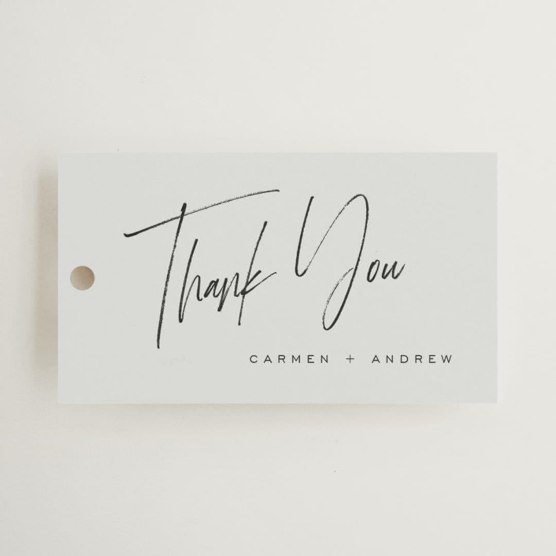 "Signature Script" - Wedding Favor Tags in Mint by Michelle Taylor - Front