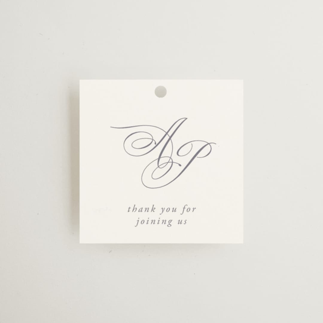 "Regal" - Wedding Favor Tags in Snow by Melinda Denison - Front