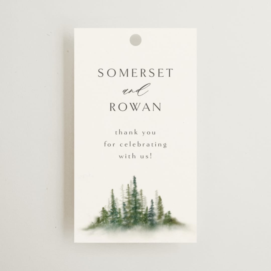 "Somerset" - Wedding Favor Tags in Evergreen by Melanie Kosuge - Front