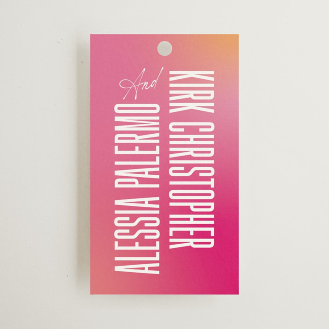 "Pop Romance" - Wedding Favor Tags in Fruit Punch by Ashley DeMeyere - Front