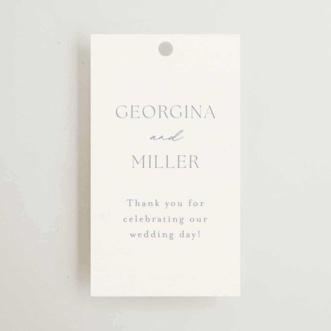 "Modern Air" - Wedding Favor Tags in Dusty Blue by Stacey Meacham - Front
