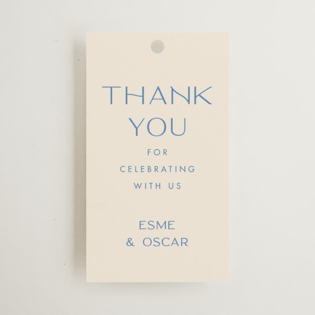 "Brooklyn" - Wedding Favor Tags in Cerulean by Ellen Schlegelmilch - Front