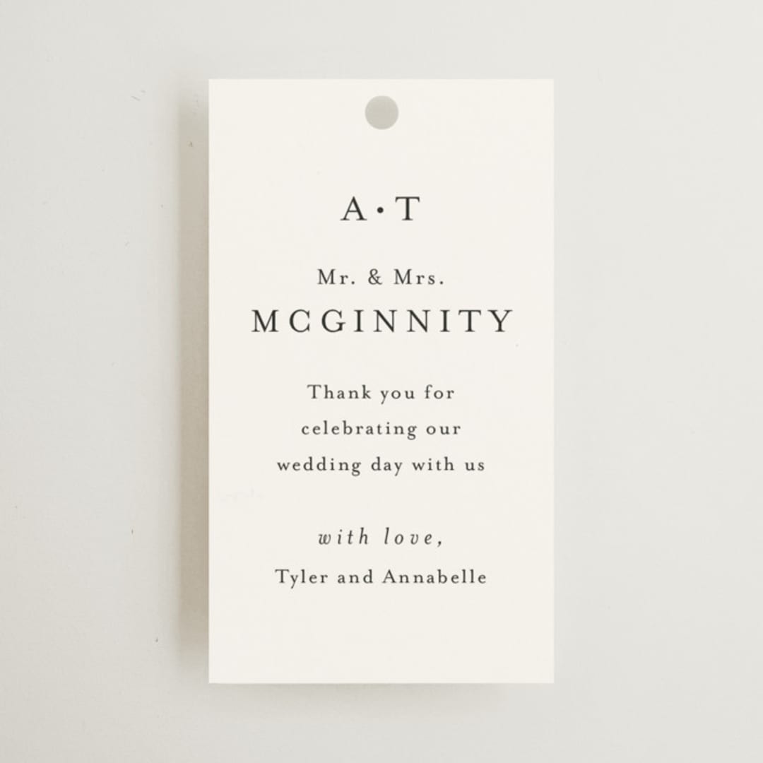 "Cedar creek" - Wedding Favor Tags in Cotton by Stacey Meacham - Front