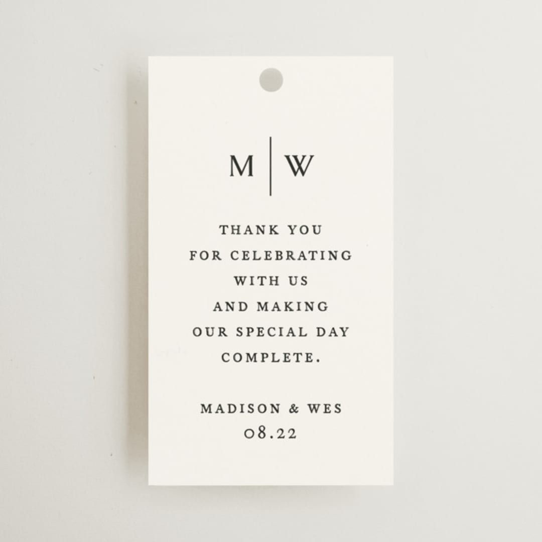 "Align" - Wedding Favor Tags in Cotton by Jennifer Postorino - Front