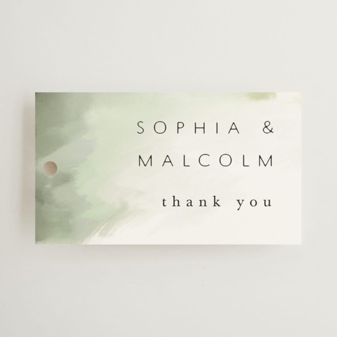 "Hillside" - Wedding Favor Tags in Moss by Hannah Williams - Front