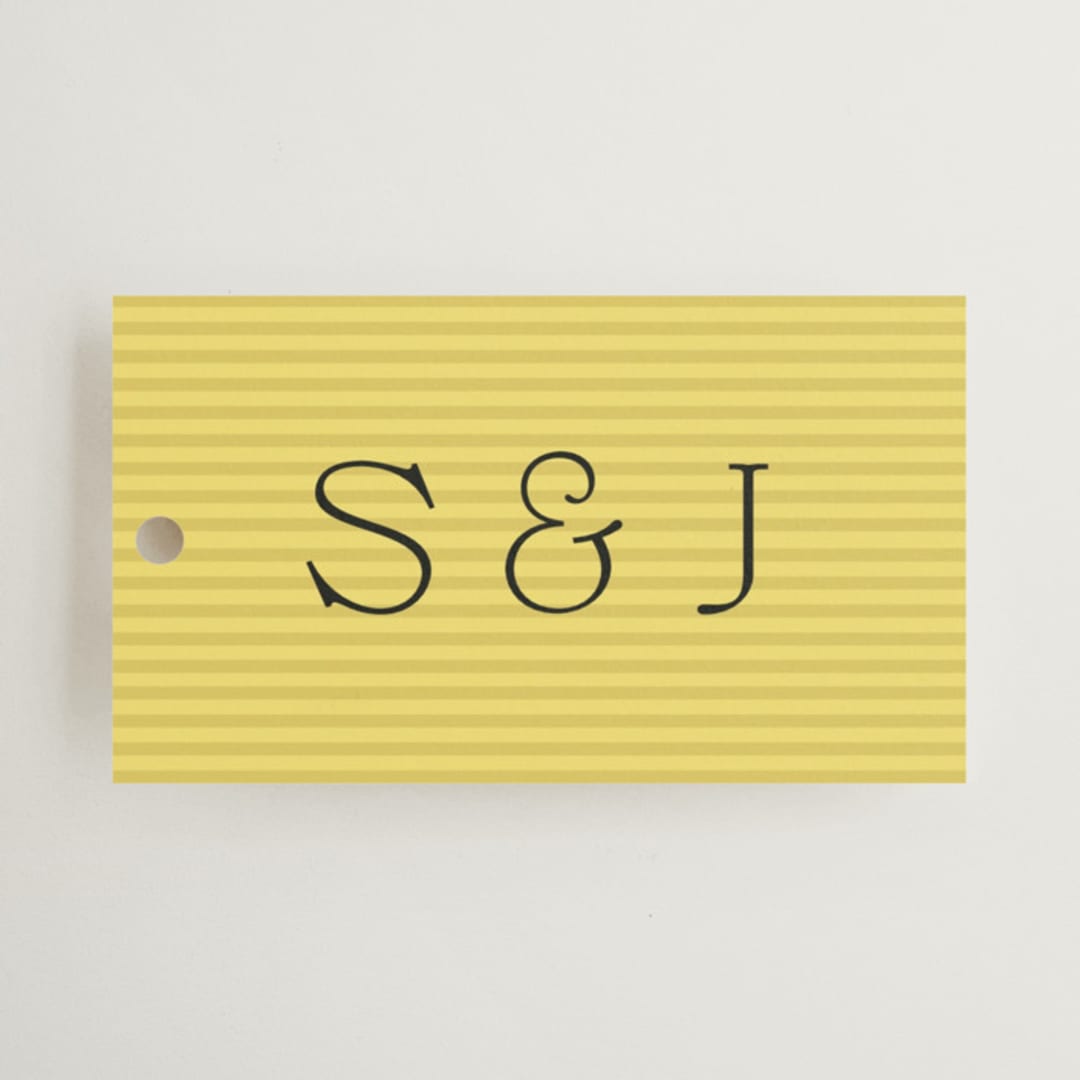 "Antique Ribbon" - Wedding Favor Tags in Citrine by Olivia Kanaley Inman - Front