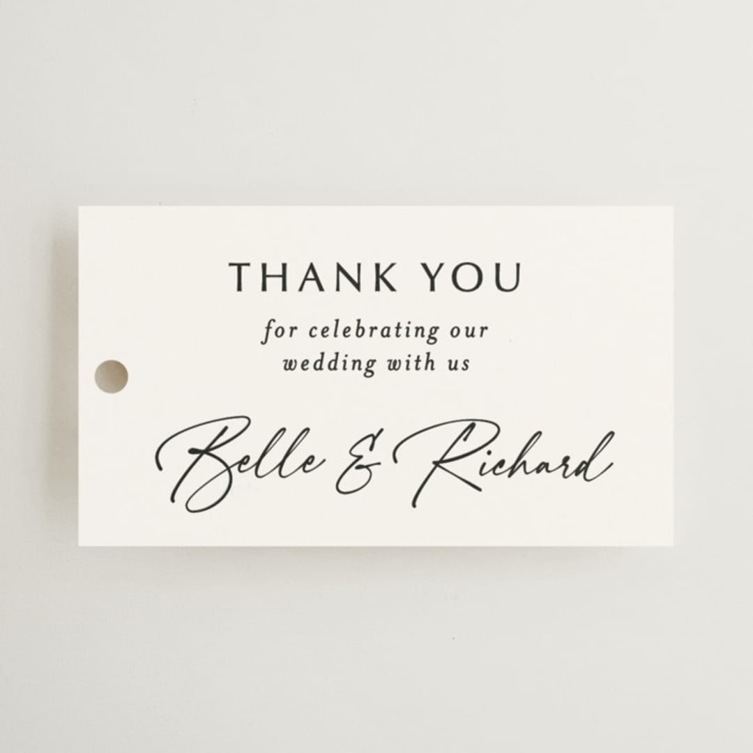 "Belle Romance" - Wedding Favor Tags in Onyx by Katherine Moynagh - Front