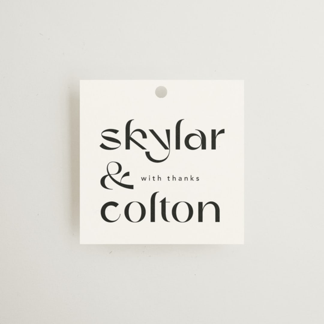 "Marcona" - Wedding Favor Tags in Ink by Blustery August - Front