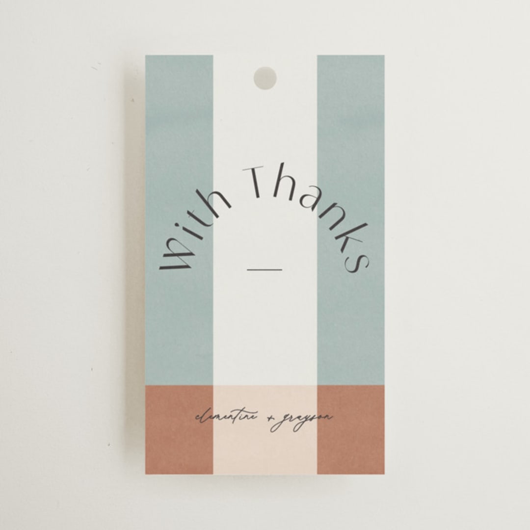 "Trois" - Wedding Favor Tags in Almond by Blustery August - Front
