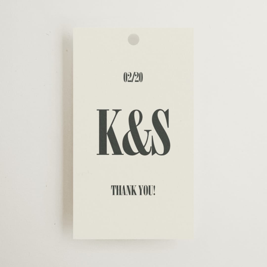 "Flynn" - Wedding Favor Tags in Ash by Kelly Watkins - Front