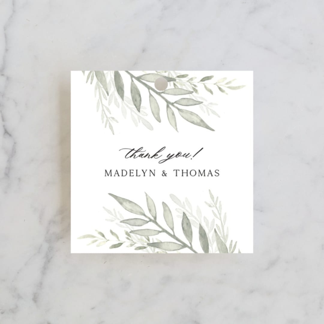 "Sweeping" - Wedding Favor Tags in Linen by Carolyn Nicks - Front