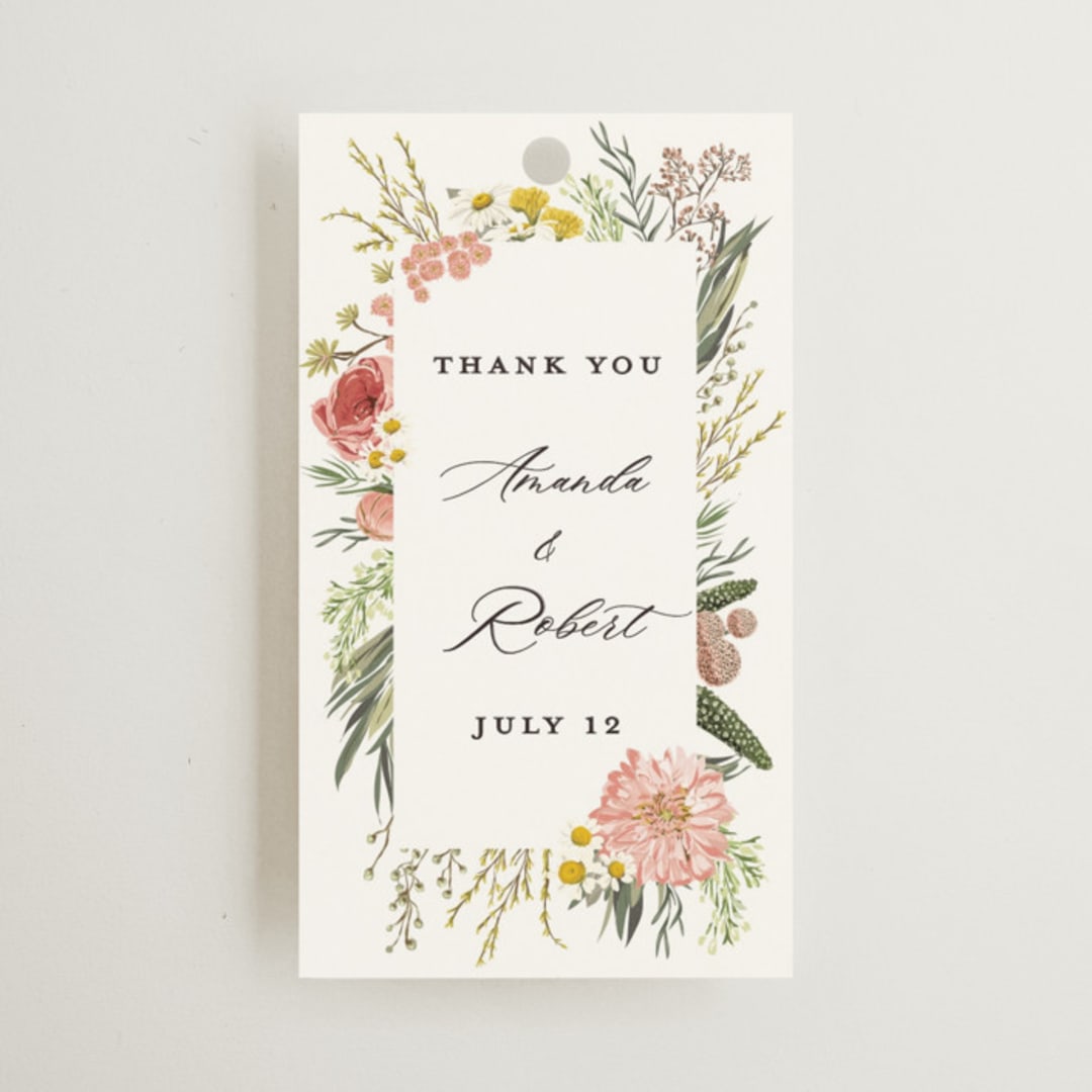 "Organic Florals" - Wedding Favor Tags in Blush by Susan Moyal - Front