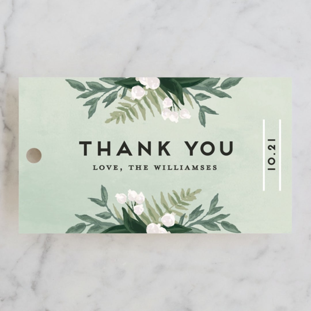 "Botanical Name Plate" - Wedding Favor Tags in Sage by Shiny Penny Studio - Front