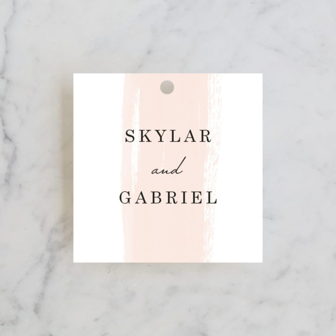 "Single Swath" - Wedding Favor Tags in Blush by Angela Marzuki - Front